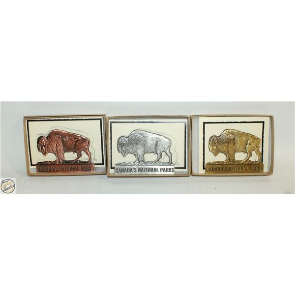 LOT OF 3 CANADA NATIONAL PARK BUFFALO BADGE