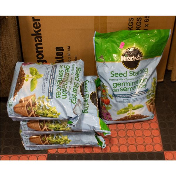4 MOSTLY FULL BAGS OF SEED STARTING MIRACLE GROW