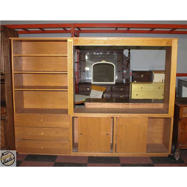 WOODEN BOOKSHELF+STORAGE UNIT WITH