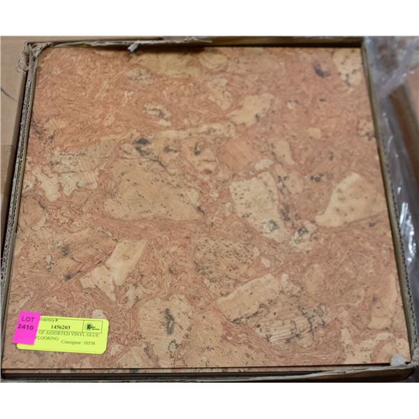PALLET OF ASSORTED VINYL GLUE DOWN FLOORING