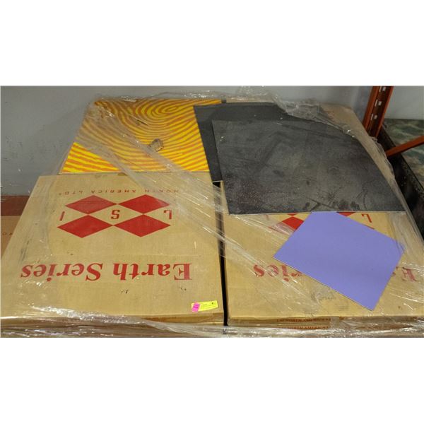 PALLET OF ASSORTED VINYL GLUE DOWN FLOORING