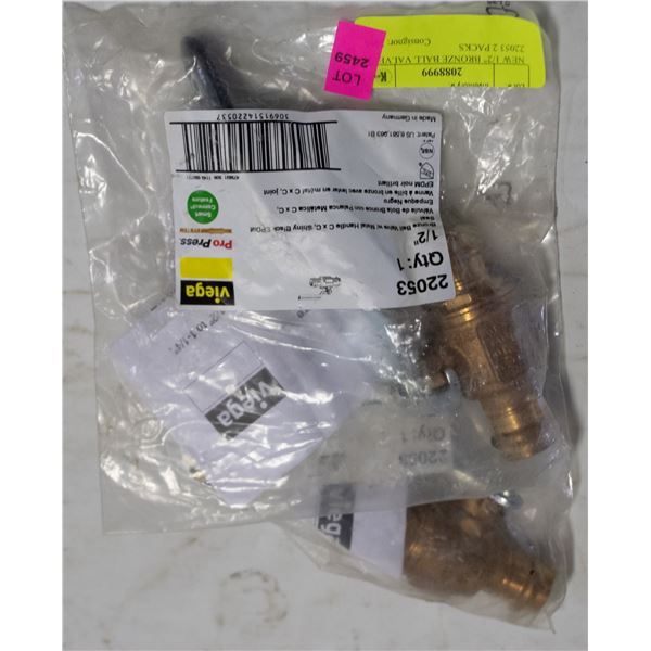 NEW 1/2" BRONZE BALL VALVE 22053 2 PACKS