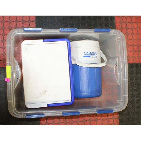 LIDDED TOTE WITH 2 DIFFERENT COOLERS