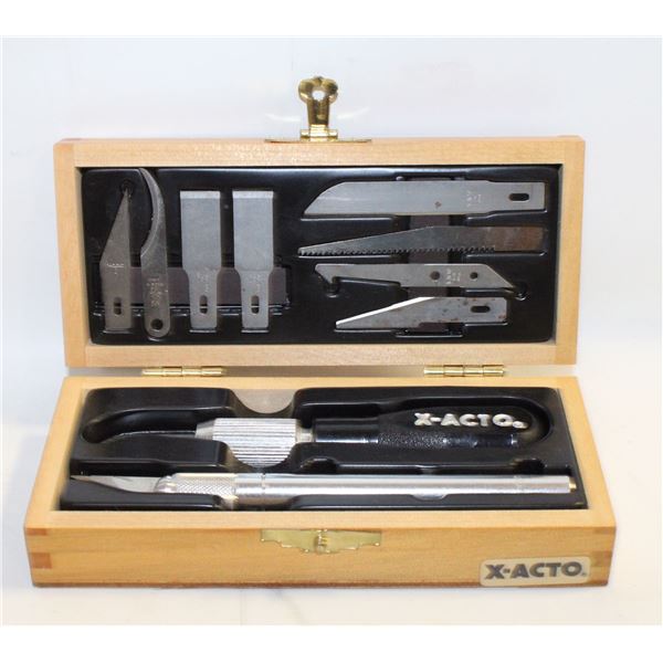 WOODEN CASED X-ACTO KNIFE SET