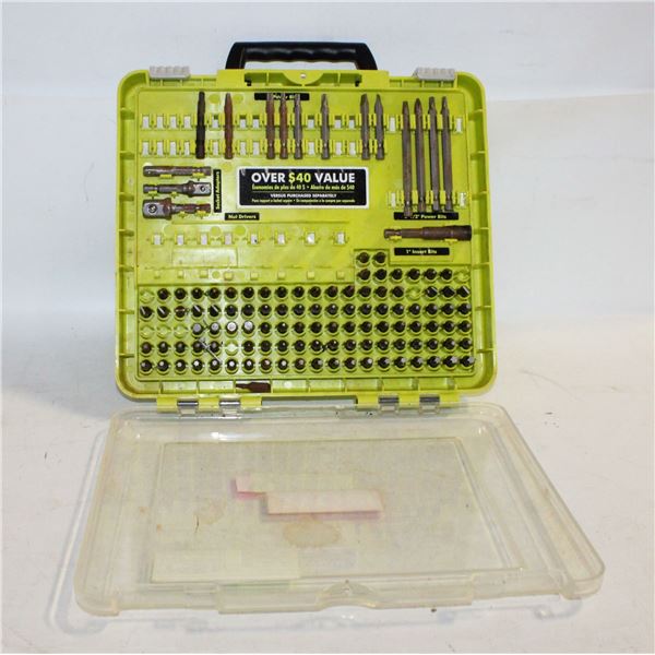 RYOBI DRILL BIT SET MOSTLY COMPLETE