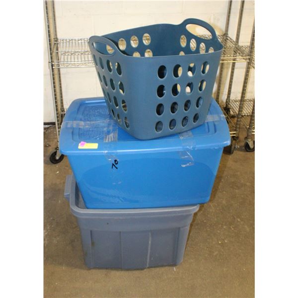 2 TOTES + LAUNDRY BASKET DOUBLE HANDLED