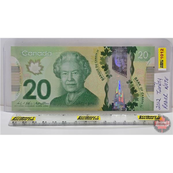 Canada $20 Bill 2012 "RADAR" : Wilkins/Poloz #FWC4612164 (See Pics for Varieties, Conditions, Serial