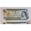 Image 5 : Canada $1 Bills 1973 (4 Consecutive) : Lawson/Bouey #AZ3620487-490 (See Pics for Varieties, Conditio