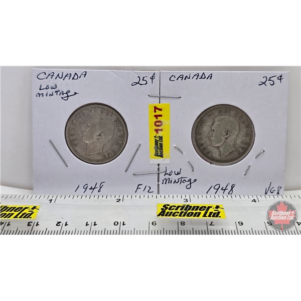 Canada Twenty Five Cent (2): 1948; 1948 (SEE PICS!)  (Listing & Descriptions are a GUIDE ONLY and ar