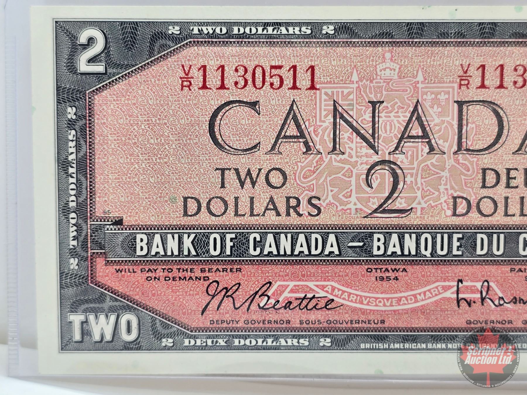 Canada $2 Bill 1954 : Beattie/Rasminsky #VR1130511 (See Pics for ...