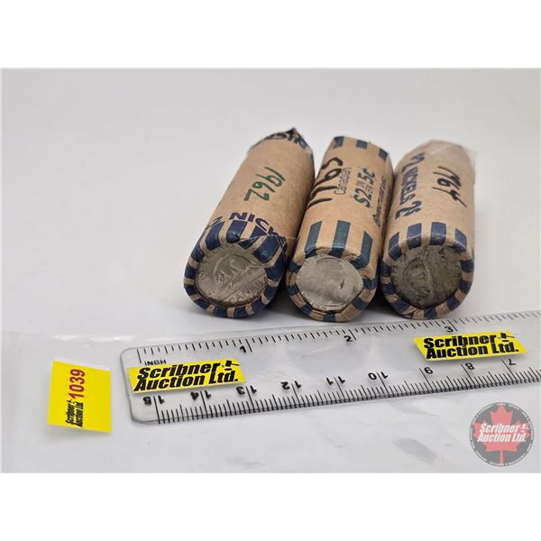 Canada Five Cent ROLLS (3): - 1962 - 1963 - 1964 (NOTE: Rolls not opened by the Auction Company, so 