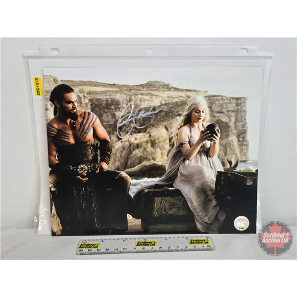 Signed 8x10 Photo: GAME OF THRONES : Emilia Clarke (COA Label Applied) (Reverse : Joker Photo) (SEE 