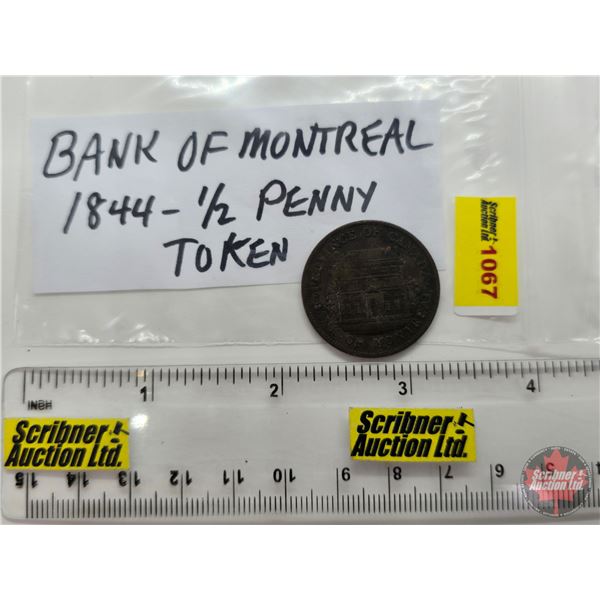 Province of Canada : Bank of Montreal 1844 Half Penny Bank Token (SEE PICS!)  (Listing & Description