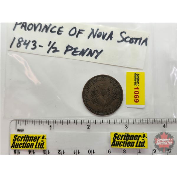 Province of Nova Scotia 1843 Half Penny Token (SEE PICS!)  (Listing & Descriptions are a GUIDE ONLY 