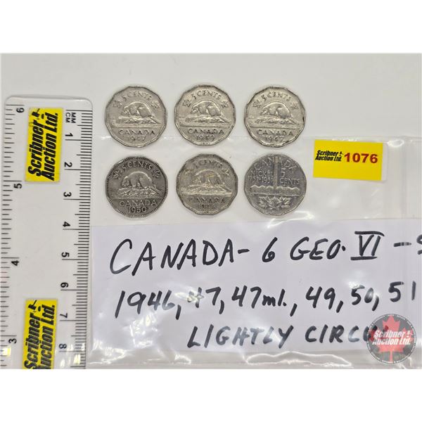 Canada Five Cent (6) : 1946; 1947; 1947ML; 1949; 1950; 1951 (SEE PICS!)  (Listing & Descriptions are
