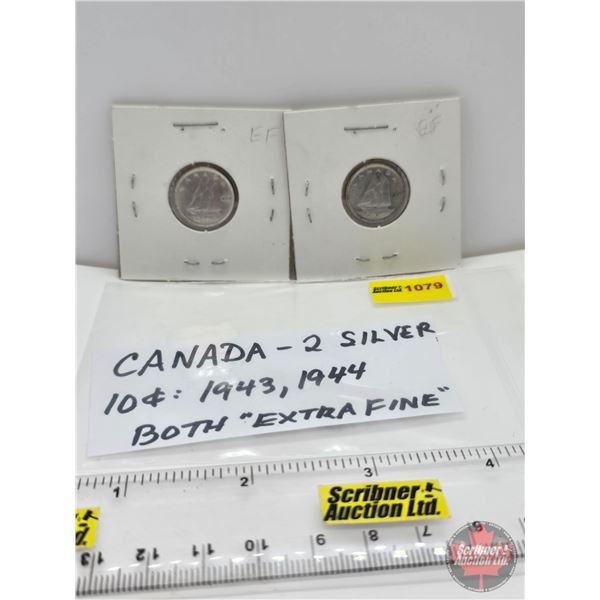 Canada Ten Cent (2) : 1943; 1944 (SEE PICS!)  (Listing & Descriptions are a GUIDE ONLY and are subje
