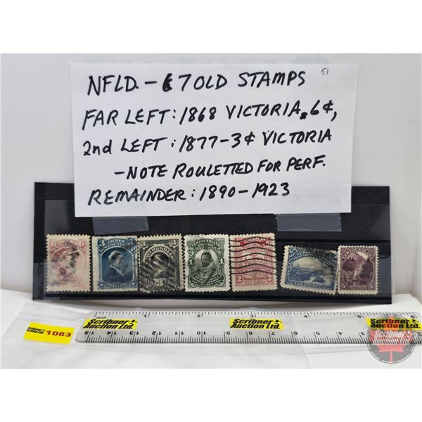 Newfoundland Stamps (7) : Intermittent from 1868 - 1923 (SEE PICS!)  (Listing & Descriptions are a G