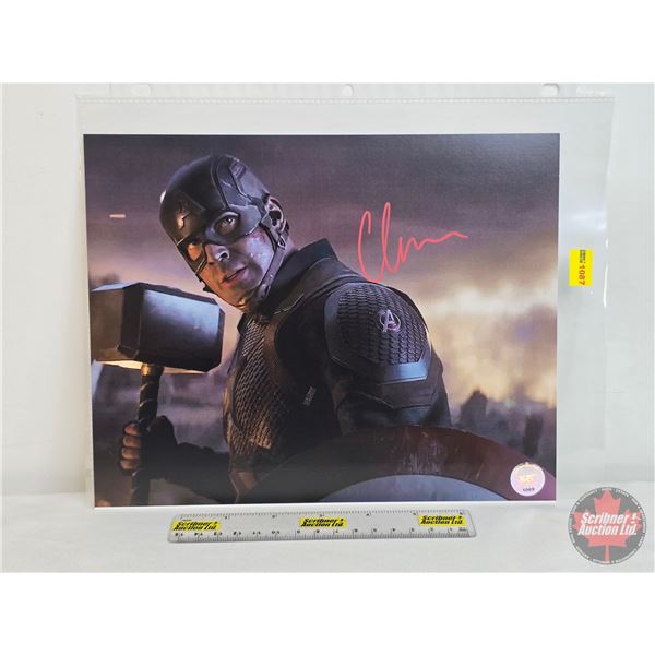 Signed 8x10 Photo: CAPTAIN AMERICA : Chris Evans (COA Label Applied) (SEE PICS!)  (Listing & Descrip