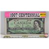 Image 1 : Canada $1 Bill Centennial : Beattie/Rasminsky # 1867 1967 (See Pics for Varieties, Conditions, Seria