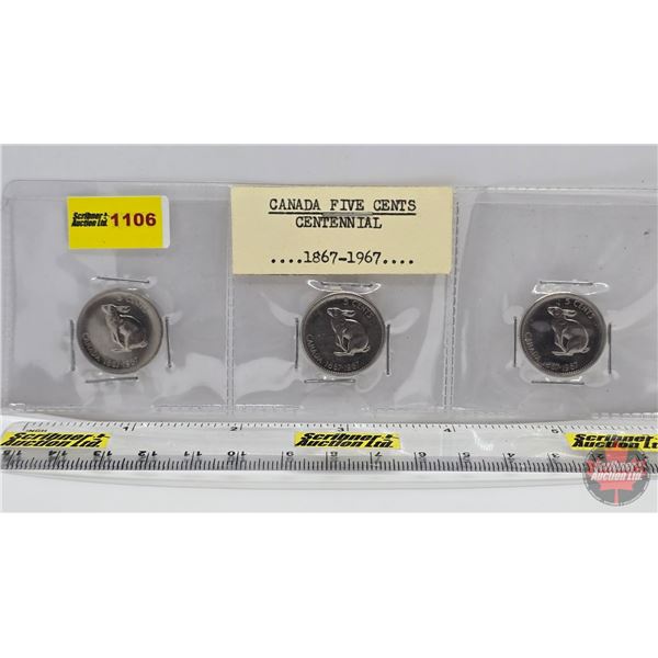 Canada Five Cent (3) : Centennial (SEE PICS!)  (Listing & Descriptions are a GUIDE ONLY and are subj