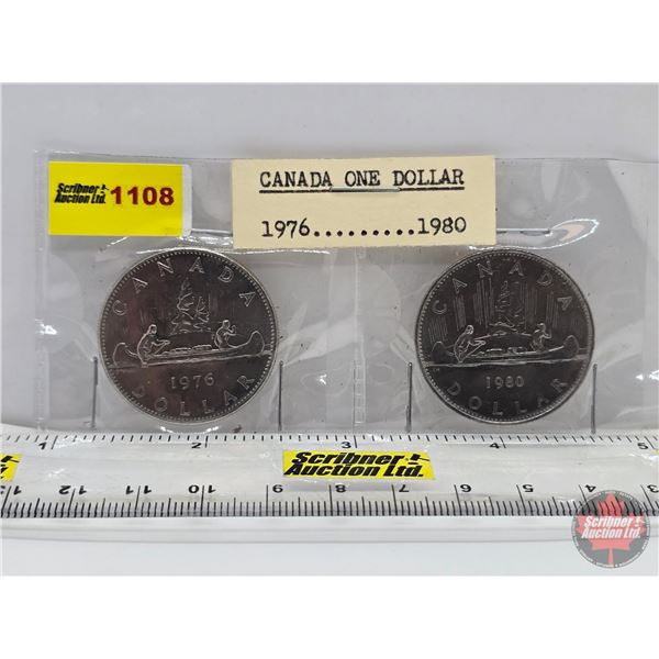 Canada Dollars (2): 1976; 1980 (SEE PICS!)  (Listing & Descriptions are a GUIDE ONLY and are subject