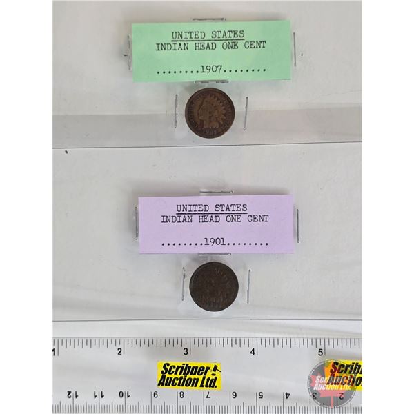 USA One Cent (2): 1901; 1907 (SEE PICS!)  (Listing & Descriptions are a GUIDE ONLY and are subject t