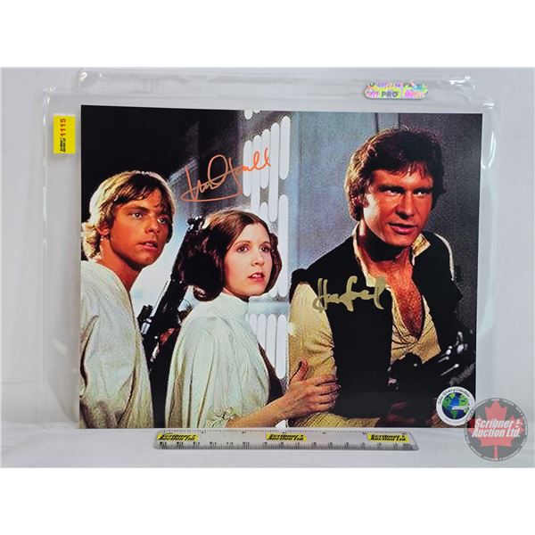 Signed 8x10 Photo: STAR WARS : Harrison Ford & Mark Hamill (COA Label Applied) (SEE PICS!)  (Listing
