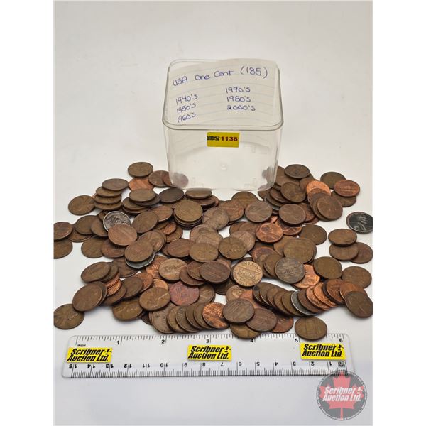 USA One Cent (180+ Coins) : 1940's; 1950's; 1960's; 1970's; 1980's; 2000's (SEE PICS!)  (Listing & D
