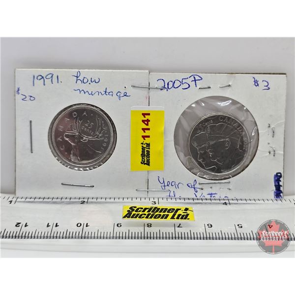 Canada Twenty Five Cent (2): 1991; 2005P Veteran (SEE PICS!)  (Listing & Descriptions are a GUIDE ON