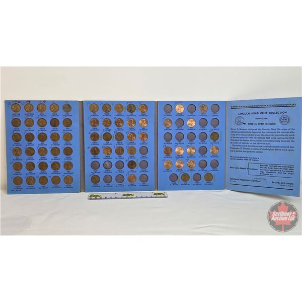 USA One Cent Collection in Whitman Folder (65+ Coins) Intermittent from 1918 - 1940 (See Pictures fo