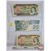 Image 1 : Canada $20 Bills (3):  - 1969 Beattie/Rasminsky #EP1384636 - 2004 Jenkins/Dodge #EZC0578380 - 1979 L