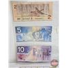 Image 5 : Canada Bills (3): - 1986 $2 : Thiessen/Crow #BUY2190317 - 2002 $5 : Knight/Dodge #ANW4844379 - 2001 