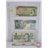 Image 1 : Canada $20 Bills (3):  - 1969 Lawson/Bouey #YA5768005 - 2004 Jenkins/Carney #EUW9339043 - 1991 Thies
