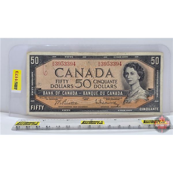 Canada $50 Bill 1954 : Beattie/Rasminsky #BH3953394 (See Pics for Varieties, Conditions, Serial Numb