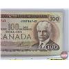 Image 3 : Canada $100 Bill 1975 : Lawson/Bouey #JD0786765 (See Pics for Varieties, Conditions, Serial Numbers,