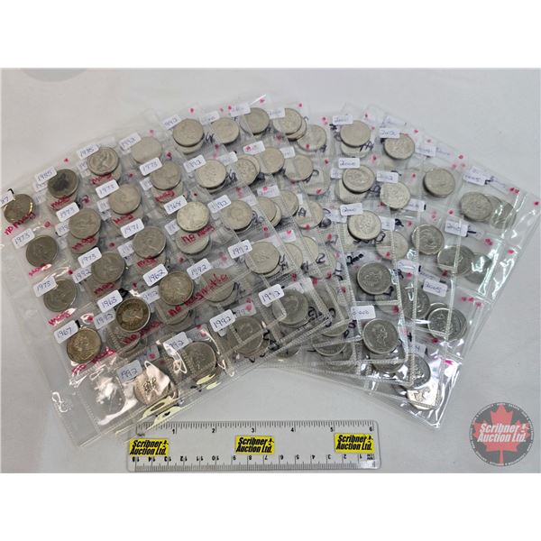 Canada Twenty Five Cent Collection (212 Coins) : Intermittent from 1962 - 2005 (SEE PICS!)  (Listing