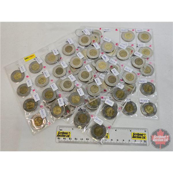 Canada Toonie Collection (63 Coins) : Intermittent from 2016 - 2022 (Colorized & Non-Colorized) (SEE