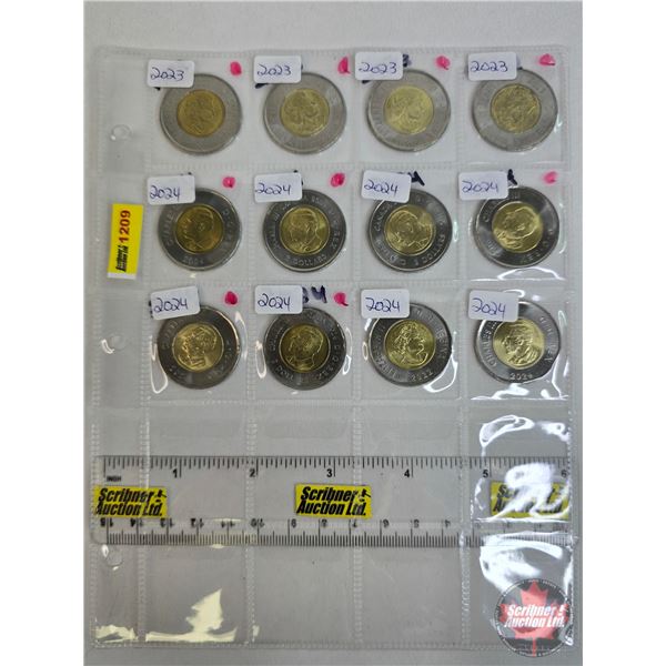 Canada Toonie Collection (12 Coins) : 2023 & 2024 (Colorized & Non-Colorized) (SEE PICS!)  (Listing 