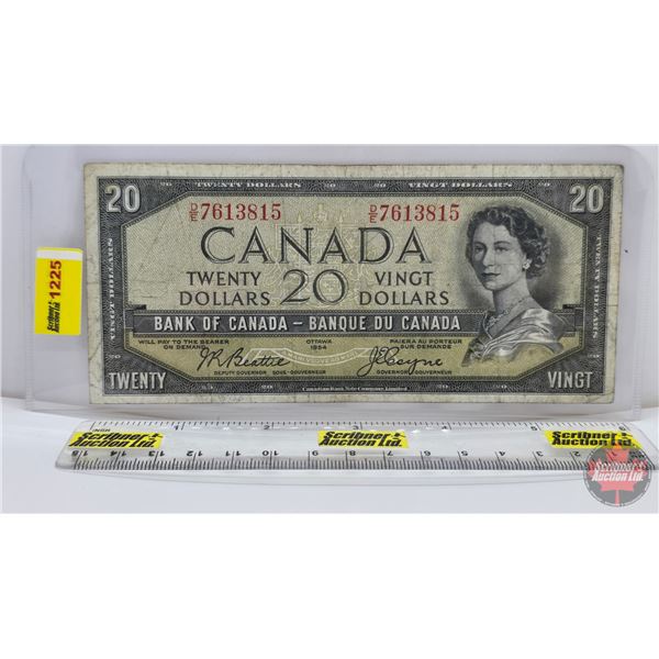 Canada $20 Bill 1954DF "Devil's Face" : Beattie/Coyne #DE7613815 (See Pics for Varieties, Conditions