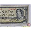 Image 2 : Canada $20 Bill 1954DF "Devil's Face" : Beattie/Coyne #DE7613815 (See Pics for Varieties, Conditions