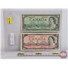 Image 1 : Canada Bills (2) : - 1954 $1 : Lawson/Bouey #CI4531977 - 1954 $2 : Lawson/Bouey #PG4474424 (See Pics