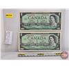 Image 1 : Canada $1 Bills 1967 (2) : - Beattie/Rasminsky #FP8752789 - Beattie/Rasminsky #FP8418873 (See Pics f