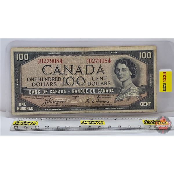 Canada $100 Bill 1954DF "Devil's Face" : Coyne/Towers #AJ0279084 (See Pics for Varieties, Conditions
