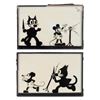 Image 1 : A Pair of Mickey Mouse and Felix the Cat Glass Paintings.