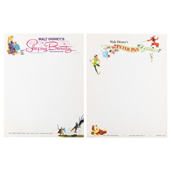 Disney Studio "Peter Pan" and "Sleeping Beauty" Stationery.