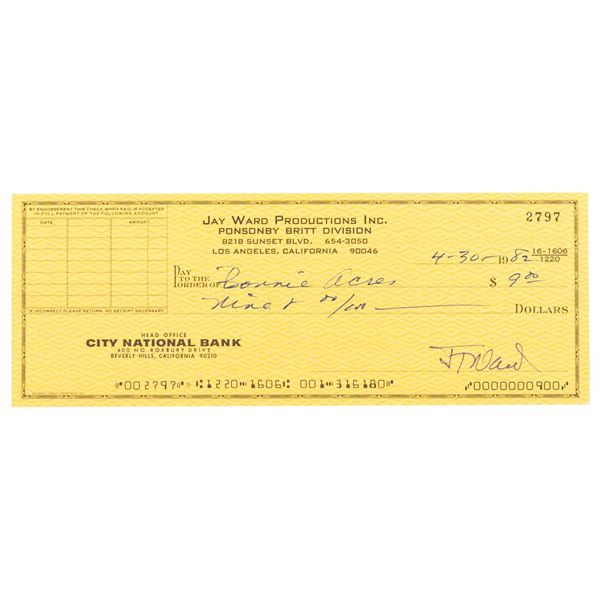 A Jay Ward Signed Check.