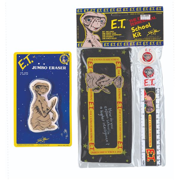 An  E.T.  School Kit and Jumbo Eraser.