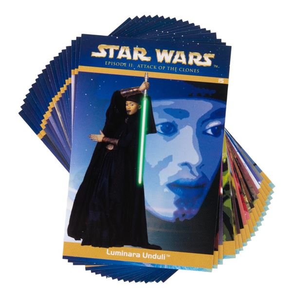 A Collection of "Attack of the Clones" Taste the Magic Trading Cards.