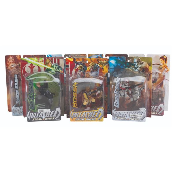 A Collection of Seven Star Wars Unleashed Figures.