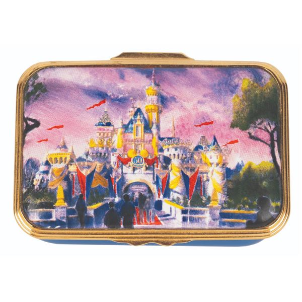 A Halcyon Days Disneyland 50th Anniversary Trinket Box.